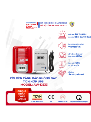 CÒI ĐÈN CẢNH BÁO KHÔNG DÂY TÍCH HỢP UPS AW-D233